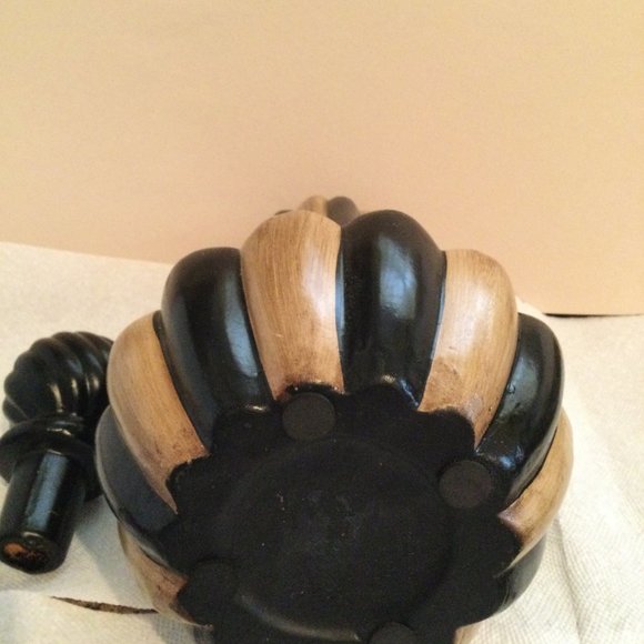 Big 15 3/4" tall ceramic jar with lid brown and black decorative jar home decor - Picture 7 of 9